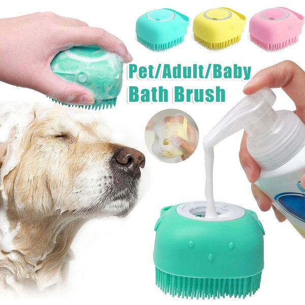 Silicone Dog Bath Massage Gloves Brush Pet Cat Bathroom