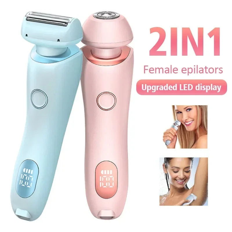 2 In 1 Hair Removal Epilator USB Rechargeable Trimmer Women Body